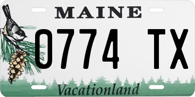 ME license plate 0774TX