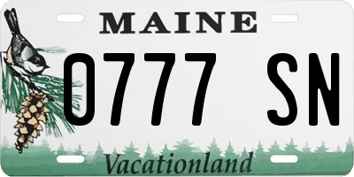 ME license plate 0777SN