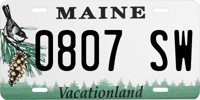 ME license plate 0807SW