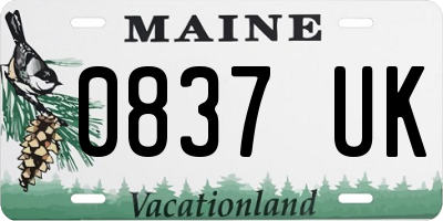 ME license plate 0837UK