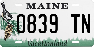 ME license plate 0839TN
