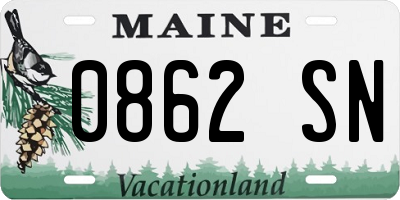 ME license plate 0862SN