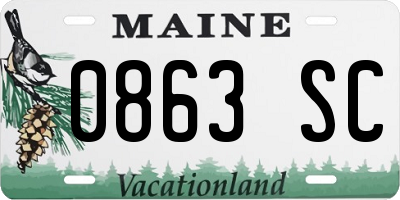 ME license plate 0863SC