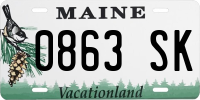 ME license plate 0863SK