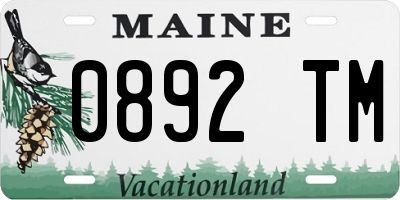 ME license plate 0892TM