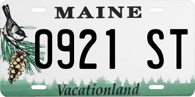 ME license plate 0921ST