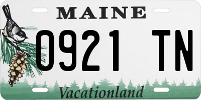 ME license plate 0921TN
