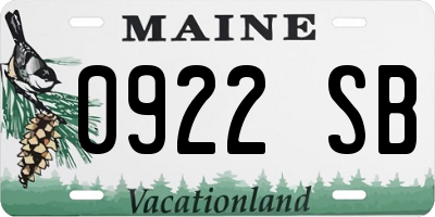 ME license plate 0922SB