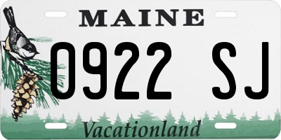 ME license plate 0922SJ