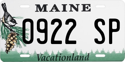 ME license plate 0922SP
