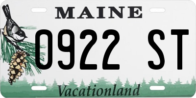 ME license plate 0922ST