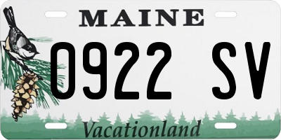 ME license plate 0922SV
