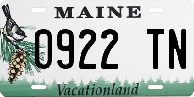 ME license plate 0922TN