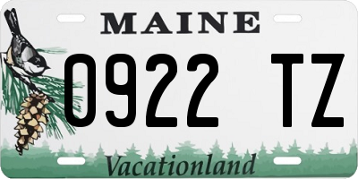 ME license plate 0922TZ