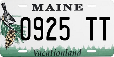 ME license plate 0925TT