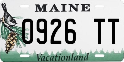 ME license plate 0926TT