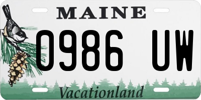 ME license plate 0986UW