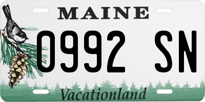 ME license plate 0992SN