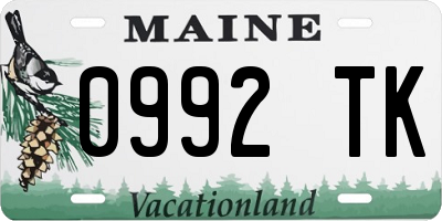 ME license plate 0992TK