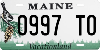 ME license plate 0997TO