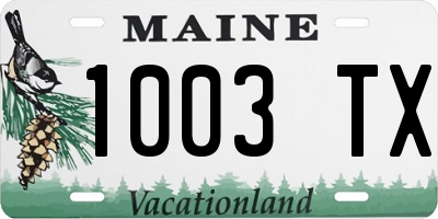 ME license plate 1003TX