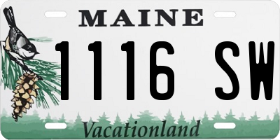 ME license plate 1116SW