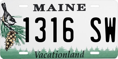 ME license plate 1316SW