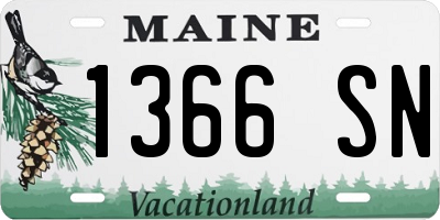 ME license plate 1366SN