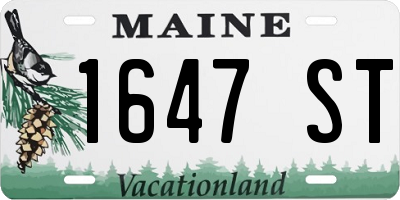 ME license plate 1647ST