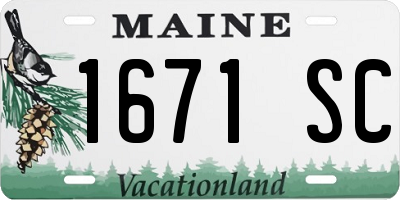 ME license plate 1671SC