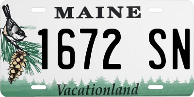 ME license plate 1672SN