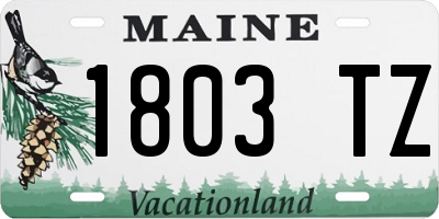 ME license plate 1803TZ