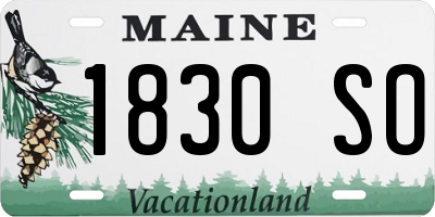 ME license plate 1830SO