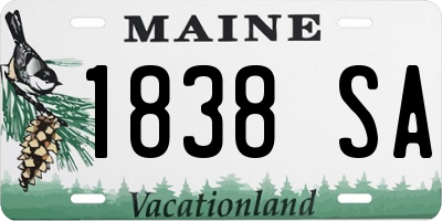 ME license plate 1838SA