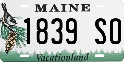 ME license plate 1839SO