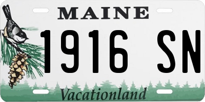 ME license plate 1916SN