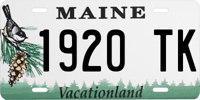 ME license plate 1920TK
