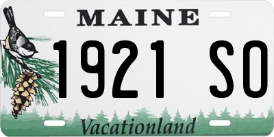 ME license plate 1921SO