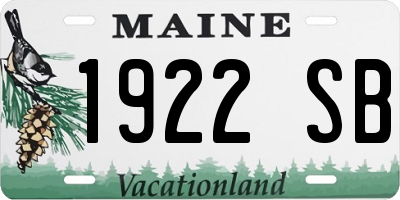 ME license plate 1922SB