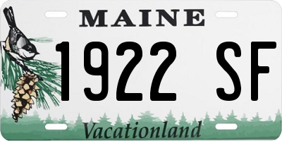 ME license plate 1922SF