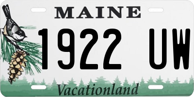 ME license plate 1922UW