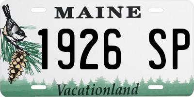 ME license plate 1926SP
