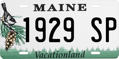 ME license plate 1929SP