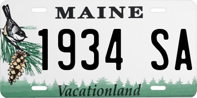 ME license plate 1934SA
