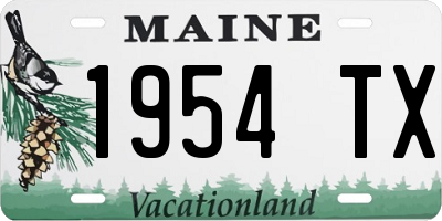 ME license plate 1954TX