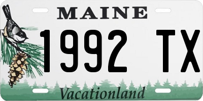 ME license plate 1992TX