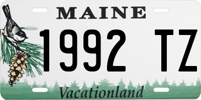 ME license plate 1992TZ