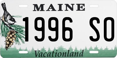 ME license plate 1996SO