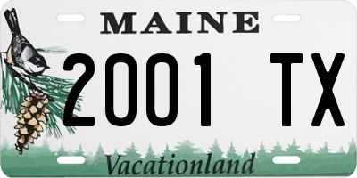 ME license plate 2001TX