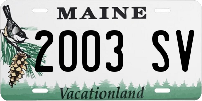 ME license plate 2003SV